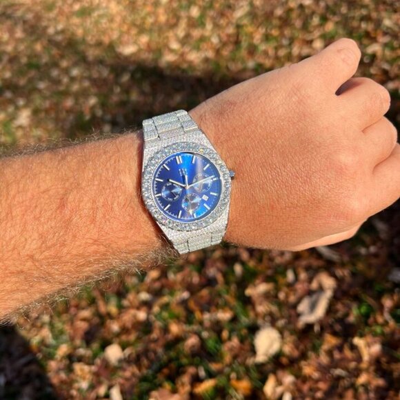 Moissanite Men's Perpetual Calendar Iced Hip-Hop Watch with 35ct Gemstones - Picture 8 of 10